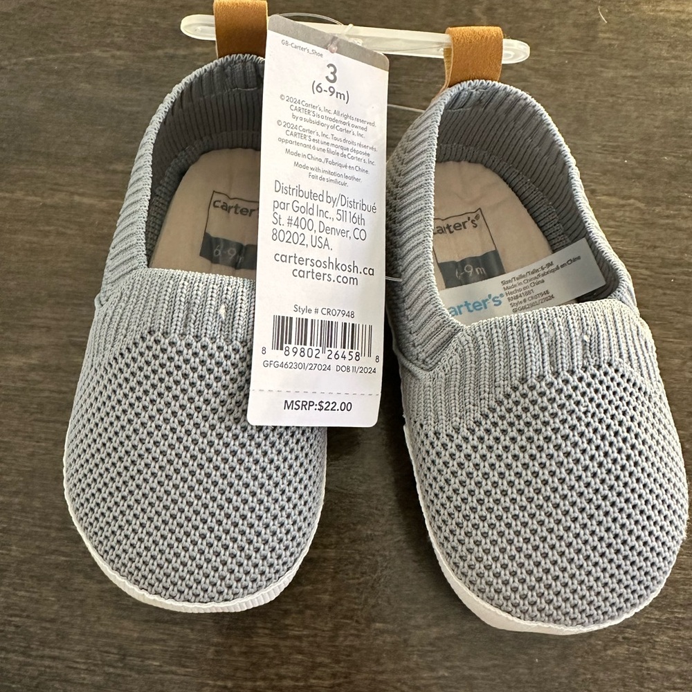 Carter’s Soft Sole Knit Baby Shoes – Size 3 / 6–9 Months (NWT)